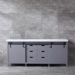 Marsyas 80" Dark Grey Double Vanity, White Carrara Marble Top, White Square Sinks and no Mirror