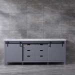 Marsyas 84" Dark Grey Double Vanity, White Carrara Marble Top, White Square Sinks and no Mirror