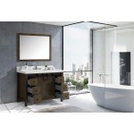 Marsyas Veluti 48" Rustic Brown Single Vanity, White Quartz Top, White Square Sink and 44" Mirror w/ Faucet