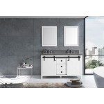 Marsyas Veluti 60" White Double Vanity, Grey Quartz Top, White Square Sinks and 24" Mirrors w/ Faucets