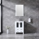 Volez 24" White Single Vanity, Integrated Top, White Integrated Square Sink and 22" Mirror w/ Faucet