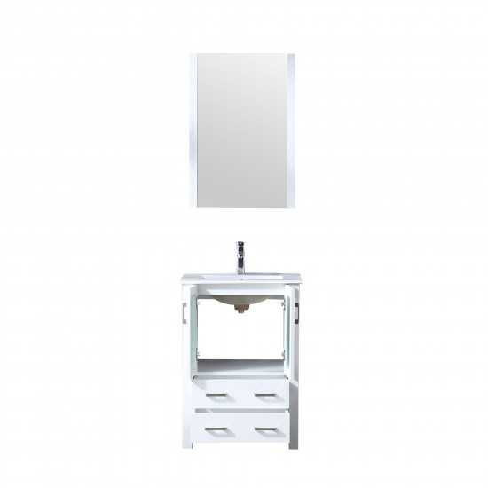 Volez 24" White Single Vanity, Integrated Top, White Integrated Square Sink and 22" Mirror w/ Faucet