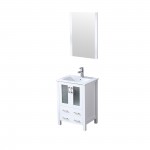 Volez 24" White Single Vanity, Integrated Top, White Integrated Square Sink and 22" Mirror w/ Faucet