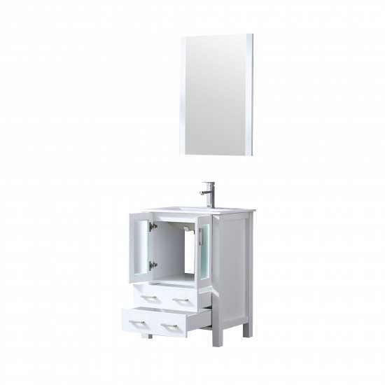 Volez 24" White Single Vanity, Integrated Top, White Integrated Square Sink and 22" Mirror w/ Faucet