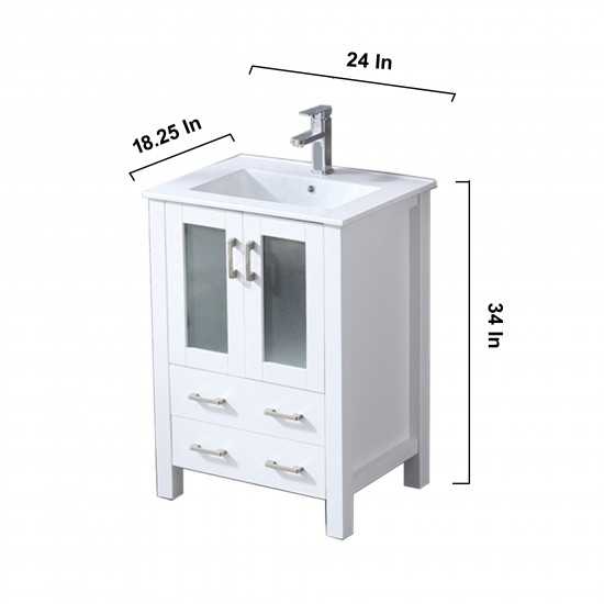 Volez 24" White Single Vanity, Integrated Top, White Integrated Square Sink and 22" Mirror w/ Faucet