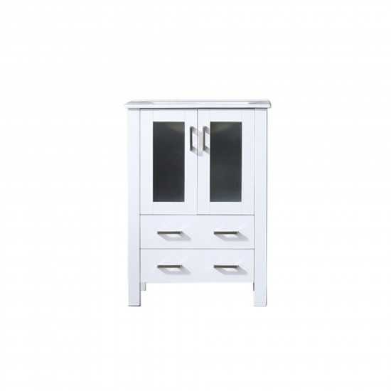 Volez 24" White Single Vanity, Integrated Top, White Integrated Square Sink and no Mirror