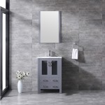 Volez 24" Dark Grey Single Vanity, Integrated Top, White Integrated Square Sink and 22" Mirror w/ Faucet