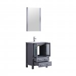 Volez 24" Dark Grey Single Vanity, Integrated Top, White Integrated Square Sink and 22" Mirror w/ Faucet