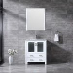 Volez 30" White Single Vanity, Integrated Top, White Integrated Square Sink and 28" Mirror w/ Faucet