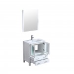 Volez 30" White Single Vanity, Integrated Top, White Integrated Square Sink and 28" Mirror w/ Faucet