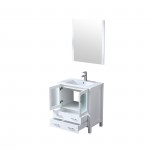 Volez 30" White Single Vanity, Integrated Top, White Integrated Square Sink and 28" Mirror w/ Faucet