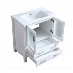 Volez 30" White Single Vanity, Integrated Top, White Integrated Square Sink and no Mirror