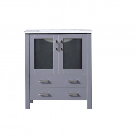 Volez 30" Dark Grey Single Vanity, Integrated Top, White Integrated Square Sink and no Mirror