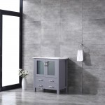 Volez 30" Dark Grey Single Vanity, Integrated Top, White Integrated Square Sink and no Mirror