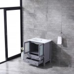 Volez 30" Dark Grey Single Vanity, Integrated Top, White Integrated Square Sink and no Mirror