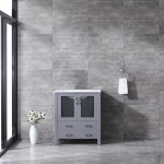 Volez 30" Dark Grey Single Vanity, Integrated Top, White Integrated Square Sink and no Mirror