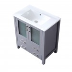 Volez 30" Dark Grey Single Vanity, Integrated Top, White Integrated Square Sink and no Mirror