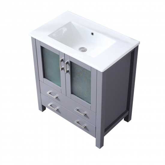 Volez 30" Dark Grey Single Vanity, Integrated Top, White Integrated Square Sink and no Mirror