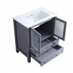 Volez 30" Dark Grey Single Vanity, Integrated Top, White Integrated Square Sink and no Mirror