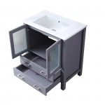 Volez 30" Dark Grey Single Vanity, Integrated Top, White Integrated Square Sink and no Mirror