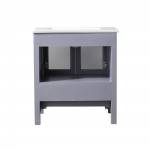 Volez 30" Dark Grey Single Vanity, Integrated Top, White Integrated Square Sink and no Mirror