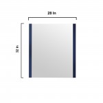 Volez 30" Navy Blue Single Vanity, Integrated Top, White Integrated Square Sink and 28" Mirror w/ Faucet