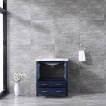 Volez 30" Navy Blue Single Vanity, Integrated Top, White Integrated Square Sink and no Mirror