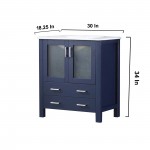 Volez 30" Navy Blue Single Vanity, Integrated Top, White Integrated Square Sink and no Mirror