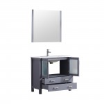 Volez 36" Dark Grey Single Vanity, Integrated Top, White Integrated Square Sink and 34" Mirror w/ Faucet