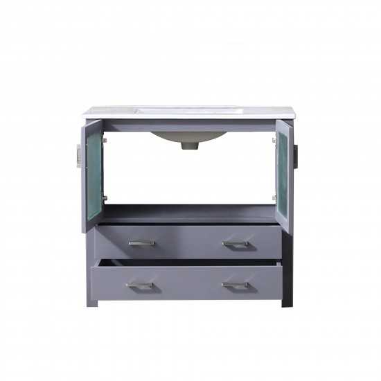 Volez 36" Dark Grey Single Vanity, Integrated Top, White Integrated Square Sink and no Mirror