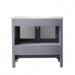 Volez 36" Dark Grey Single Vanity, Integrated Top, White Integrated Square Sink and no Mirror