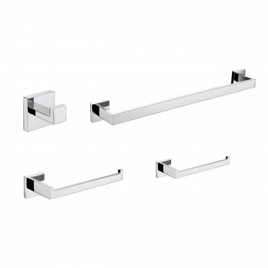 Bagno Lucido 4-Piece Bathroom Accessory Set - Chrome