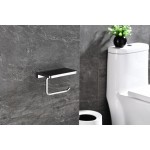 Bagno Bianca Stainless Steel Black Glass Shelf w/ Toilet Paper Holder - Chrome