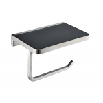 Bagno Bianca Stainless Steel Black Glass Shelf w/ Toilet Paper Holder - Brushed Nickel