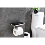 Bagno Bianca Stainless Steel Black Glass Shelf w/ Toilet Paper Holder - Brushed Nickel