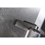 Bagno Bianca Stainless Steel Black Glass Shelf w/ Toilet Paper Holder - Brushed Nickel