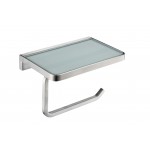 Bagno Bianca Stainless Steel White Glass Shelf w/ Toilet Paper Holder - Brushed Nickel