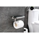 Bagno Bianca Stainless Steel White Glass Shelf w/ Toilet Paper Holder - Brushed Nickel