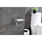 Bagno Bianca Stainless Steel White Glass Shelf w/ Toilet Paper Holder - Brushed Nickel