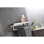 Bagno Bianca Stainless Steel Black Glass Shelf w/ Towel Bar - Chrome