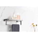 Bagno Bianca Stainless Steel Black Glass Shelf w/ Towel Bar - Gun Metal