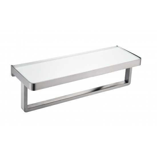 Bagno Bianca Stainless Steel White Glass Shelf w/ Towel Bar - Gun Metal