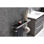 Bagno Bianca Stainless Steel Black Glass Shelf w/ Towel Bar & Robe Hook - Brushed Nickel