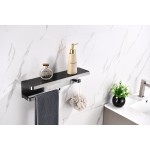 Bagno Bianca Stainless Steel Black Glass Shelf w/ Towel Bar & Robe Hook - Gun Metal