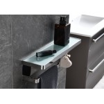 Bagno Bianca Stainless Steel White Glass Shelf w/ Towel Bar & Robe Hook - Chrome