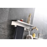 Bagno Bianca Stainless Steel White Glass Shelf w/ Towel Bar & Robe Hook - Brushed Nickel