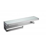 Bagno Bianca Stainless Steel White Glass Shelf w/ Towel Bar & Robe Hook - Gun Metal