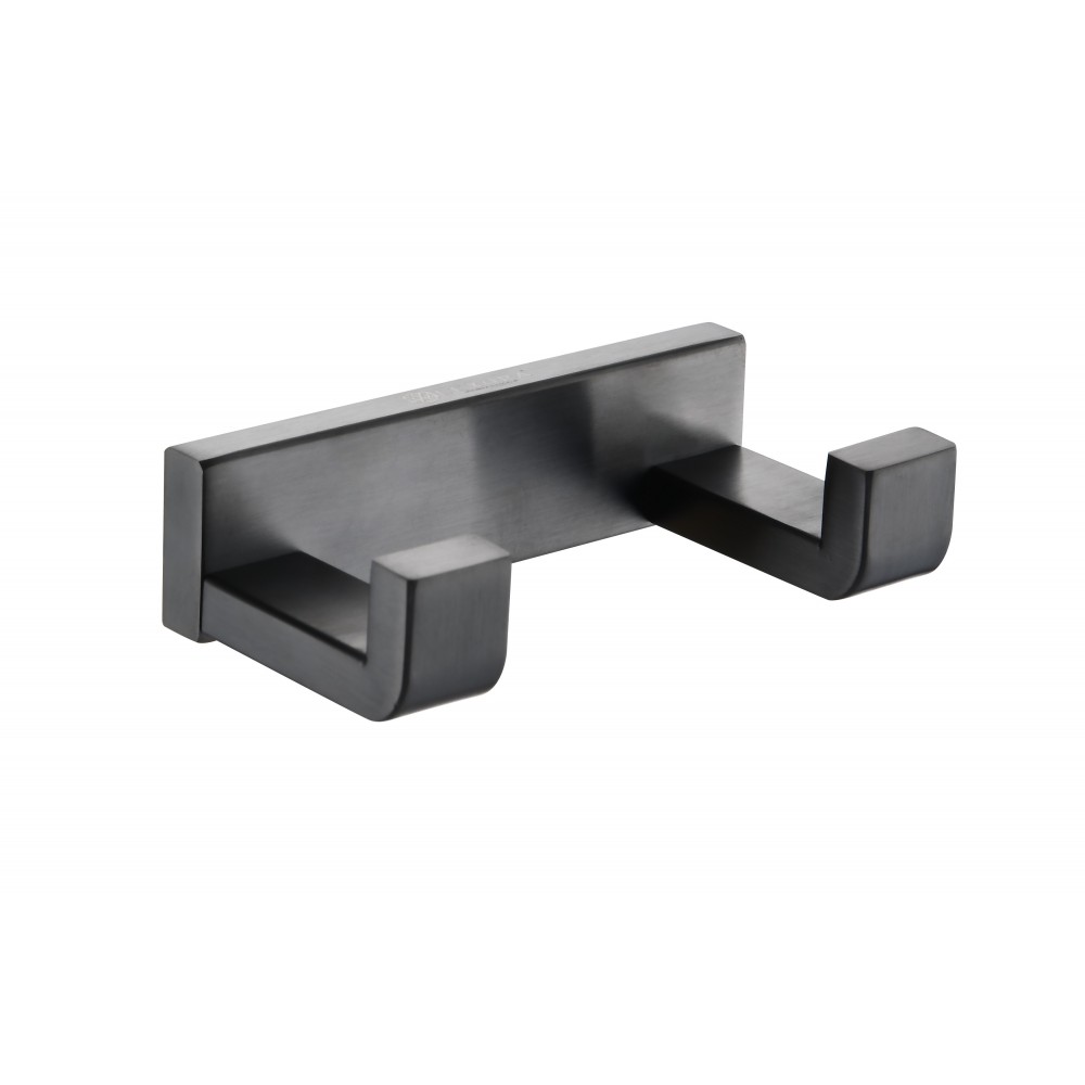Bagno Bianca Stainless Steel Double Robe Hook - Gun Metal Bagno Bianca Stainless Steel Double Robe Hook - Gun Metal