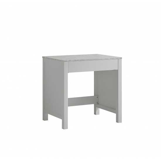 Jacques 30" White Make-Up Table, White Carrara Marble Top