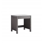 Jacques 30" Distressed Grey Make-Up Table, White Carrara Marble Top